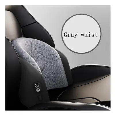 (gray waist) 3D Car Massage Neck Support Pillow Seat Back Support Headrest Pillow Memory