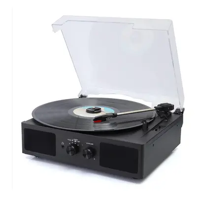 (Black) Vinyl Record Player, Belt-Driven 3-Speed Turntable