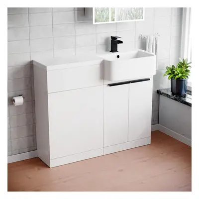 Nes Home RH Black Handles Vanity Unit With Tap & Freestanding WC Unit