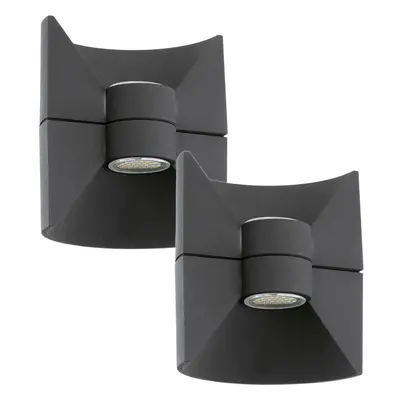 2 PACK IP44 Outdoor Up & Down Wall Light Anthracite Aluminium 2.5W LED Lamp