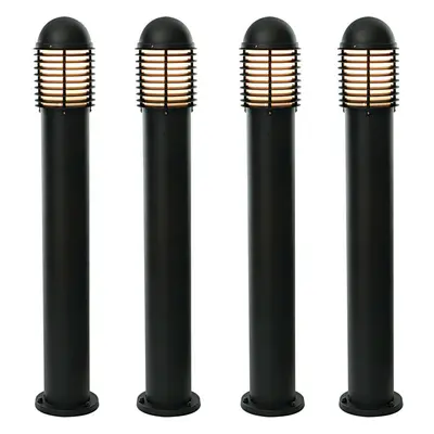 4 PACK Outdoor IP44 Bollard Light Matt Black 1000mm Lamp Post Garden Driveway