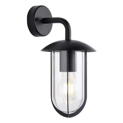 Textured Black Outdoor Wall Light - Clear Shade - Classic Exterior Light Fitting