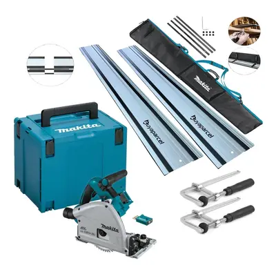 Makita DSP601ZJU 36v/18v Brushless Plunge Saw Wireless + 2x1.5M Rail + Clamp