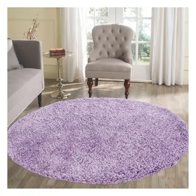 (Lilac, (Circle) X cm) Extra Large Thick Shaggy Rug Soft Living Room Bedroom Carpet Hallway Runn