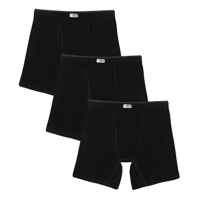 Fruit of the Loom Men's Crafted Comfort Stretch Boxer Briefs Regular Leg-Covered Waistband-Black