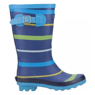 (11 (Children's), Blue/Green/Yellow) Stripe Blue/Green/Yellow Kids Stripy Wellies