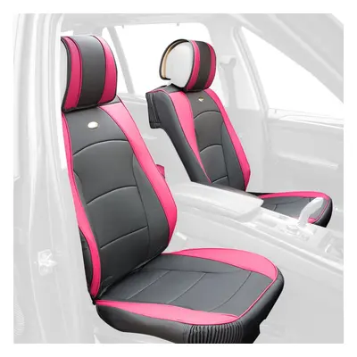 FH group car Seat covers Front Set Pink Faux Leather Seat cushions - c