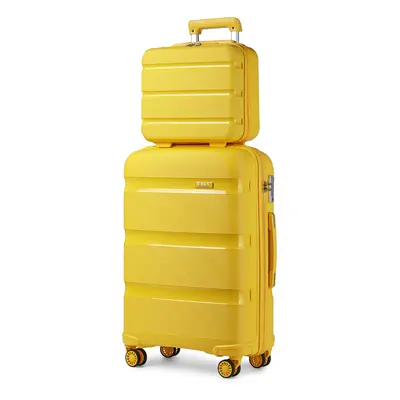 (Yellow, 14+20 inch) to Piece PP Hard Shell Spinner Wheels Lightweight Suitcase with TSA Lock