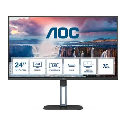 AOC 24V5CE - Inch FHD Monitor, 75Hz, IPS, 1ms, Flicker Free, Low Blue mode, Speakers , Tilt (192