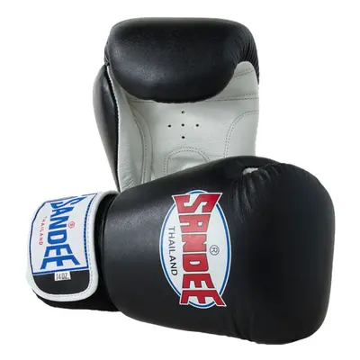 (16 oz) SANDEE AUTHENTIC LEATHER BOXING GLOVES - BLACK