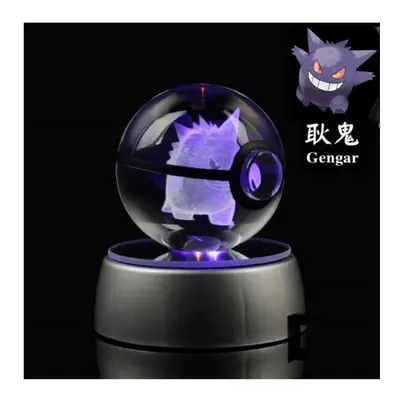 (QWW-27) Pokemon 3D Crystal Ball Anime Snorlax Figure Pokeball Engraving Crystal