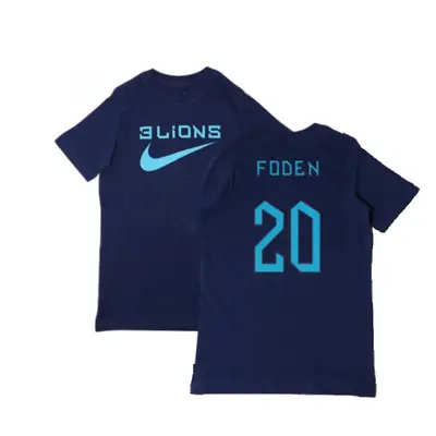 (SB) England Three Lions Tee (Navy) - Kids (Foden 20)