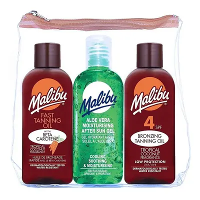 Malibu Fast Tanning Oil SPF4 Bronzing Tanning Oil & Aloe Vera Travel Bag x 100ml