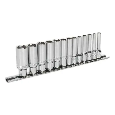 13 PACK DEEP Socket Set 1/4" Metric Square Drive - Point LOCK-ON Rounded Heads