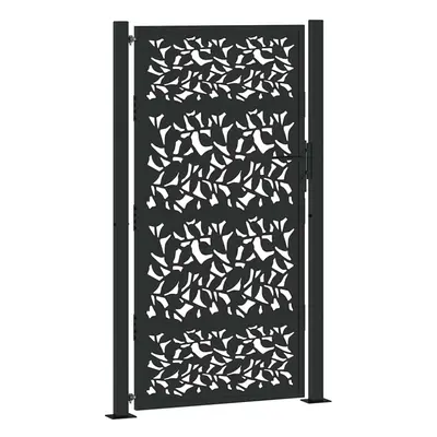 (steel/black, x cm/leaf design) vidaXL Garden Gate 105x180 cm Weathering Steel Flame Design fenc