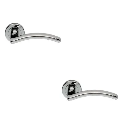 2x PAIR Oval Shape Arched Bar Lever on Round Rose Concealed Fix Polished Chrome