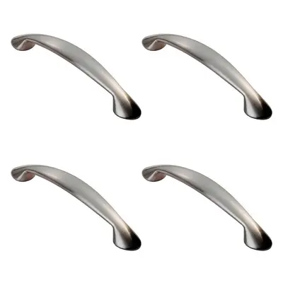 4x Flared Cabinet Pull Handle 165.5 x 23mm 128mm Fixing Centres Satin Nickel