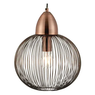 Hanging Ceiling Pendant Light ANTIQUE COPPER WIRE Round Shade Modern Lamp Bulb