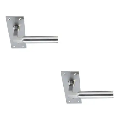 2x PAIR Round Bar Handle on Slim Lock Backplate x 50mm Satin Nickel