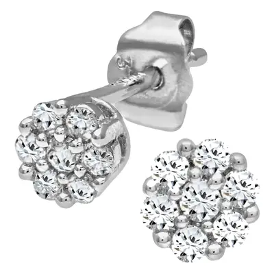 Jewelco London 9ct White Gold Round 1/4ct Diamond Cluster Stud Earrings - PE0AXL3384W