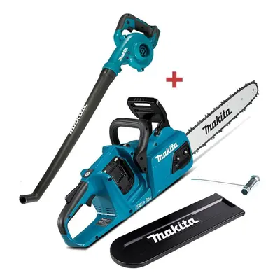 Makita DUC355Z Twin 18v / 36v LXT Cordless 35cm Chainsaw & DUB186Z Blower Bare