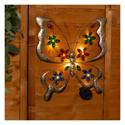 ValueLights Multi Coloured Butterfly Solar Outdoor Art with LED Lights