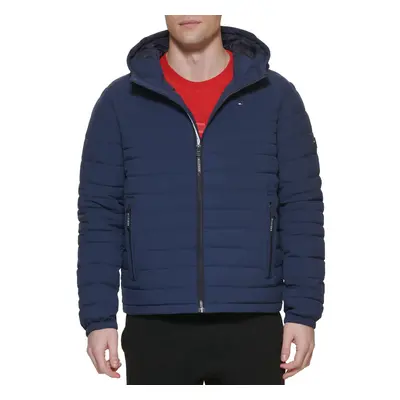 Tommy Hilfiger Men's Stretch Poly Hooded Packable Jacket Midnight XX