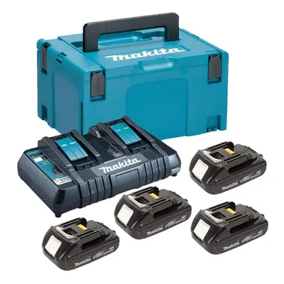 Makita BL1815 18v x 1.5ah Lithium Batteries DC18RD Dual Port Charger + Makpac