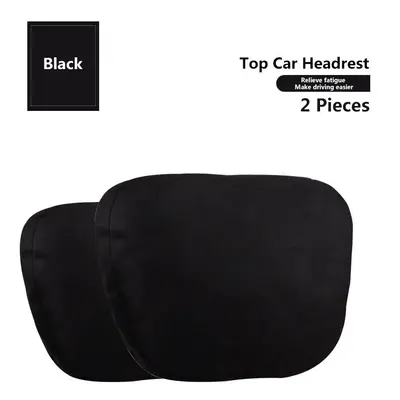 (2 Black neck pillow) Car Neck Pillow Soft Car Seat Head Cushion Black/Brown/Beige/Gray