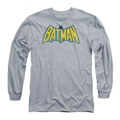 Batman 854817-medium Retro Logo Long Sleeve Mens Shirt, Grey - Medium