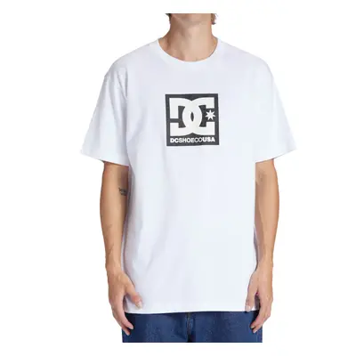 (L, White) DC Shoes Mens Square Star Fill Short Sleeve Crew Neck Cotton T-Shirt Top Tee