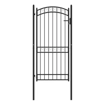 vidaXL Fence Gate with Arched Top Steel 100x200 cm Black Garden Patio Gate