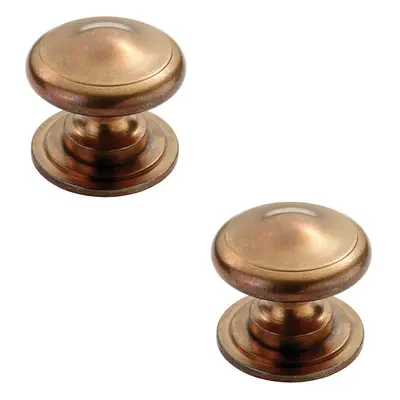 2x Cottage Cupboard Door Knob 38mm Diameter Solid Bronze Cabinet Handle