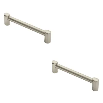 2x Round Tube Pull Handle x 16mm 160mm Fixing Centres Satin Nickel