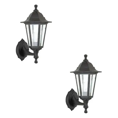 2 PACK Traditional Lantern IP44 Wall Light - 60W E27 GLS LED - Dimmable Lamp