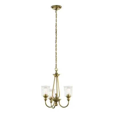 3 Bulb Chandelier Hanging Pendant LIght Natural Brass LED E27 60W Bulb