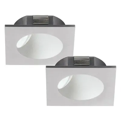 2 PACK Wall / Ceiling Flush Downlight Silver Spotlight Aluminium 2W LED