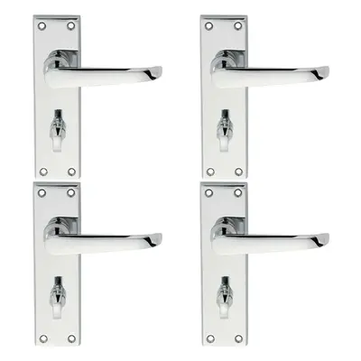 4x PAIR Straight Victorian Lever on Bathroom Backplate x 42mm Chrome