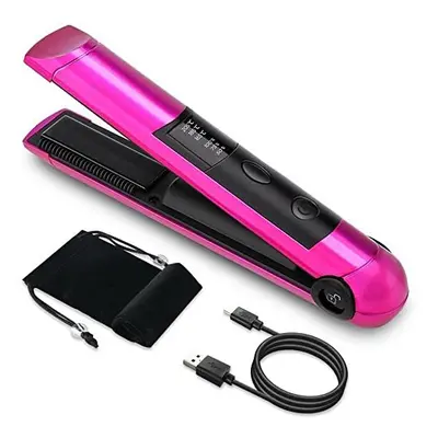 Portable Cordless Hair Straightener for Travel Mini USB Rechargeable Flat Iron with Ceramic Plat