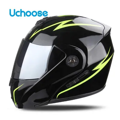 (M, C3-M) Uchoose Unisex Motorcycle Helmet DOT Certification Double Lens Cross Section