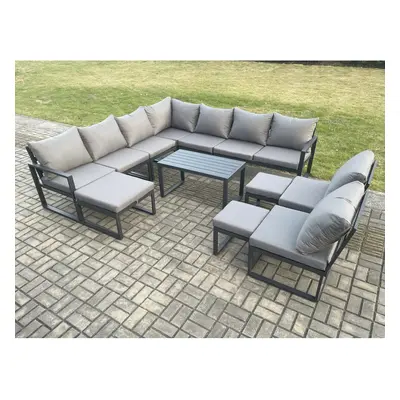 Fimous Aluminium Seater Patio Outdoor Garden Furniture Lounge Corner Sofa Set with Oblong Coffee