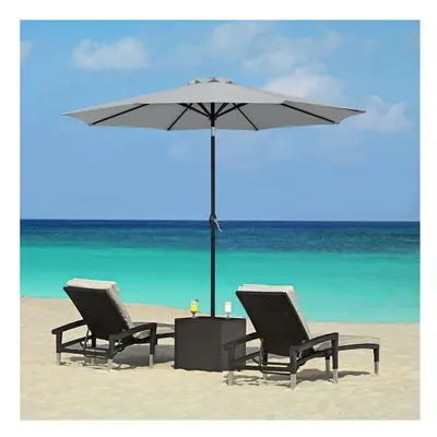 (Light Grey) Sunshade Round Garden Parasol Patio Umbrella 3M