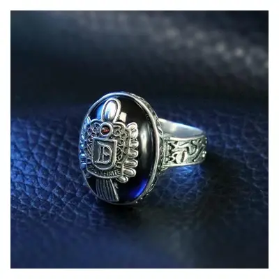 (as the picture, 11) The Vampire Diaries Cosplay Damon Salvatore Artificial Gemstone Ring Sterli