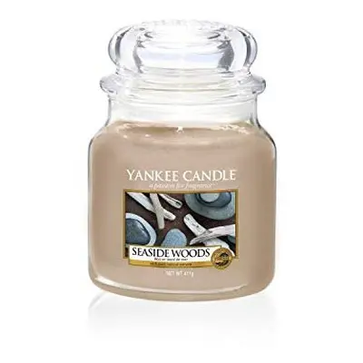 Yankee Candle Scented Candle | Seaside Woods Medium Jar Candle| Burn Time: Up to Hours