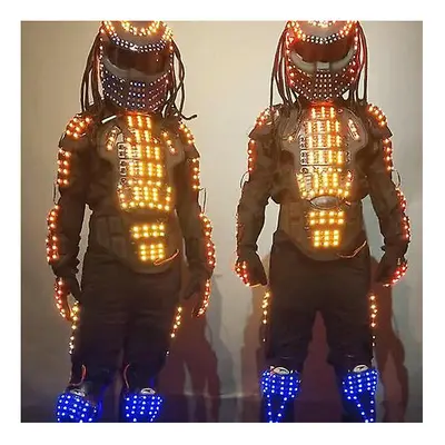 Led Robot Costume Dj Party Show Halloween Cosplay Glow Full Suit Helmet