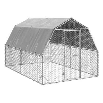 (With roof, 2.5 x x 2.25 m) vidaXL Chicken Run 2.5x4x2.25 m Galvanised Steel walk-in chicken run