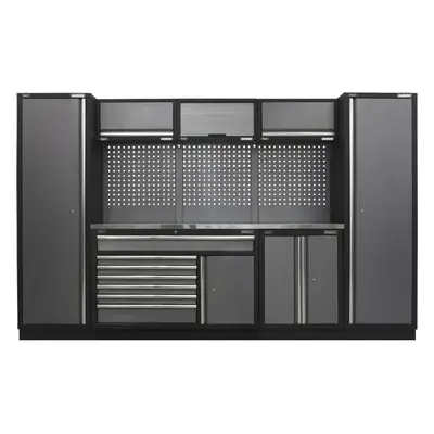 Garage Storage System Unit - x x 2000mm - 38mm Stainless Steel Worktop