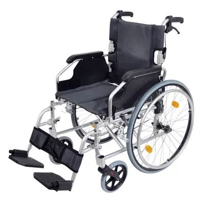 Deluxe Self Propelled Aluminium Wheelchair - Compact Foldable Design - Silver