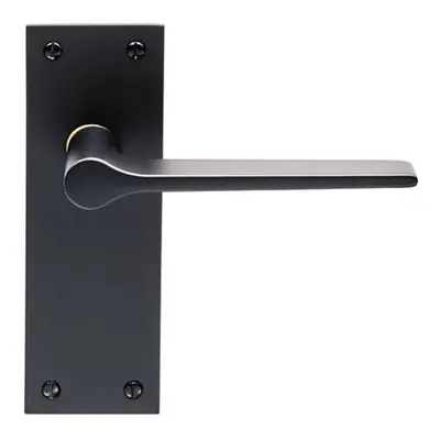 PAIR Flat Straight Handle on Slim Latch Backplate x 50mm Matt Black