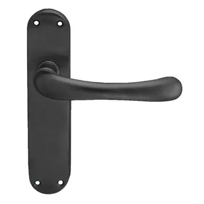 PAIR Smooth Rounded Handle on Shaped Latch Backplate x 42mm Matt Black